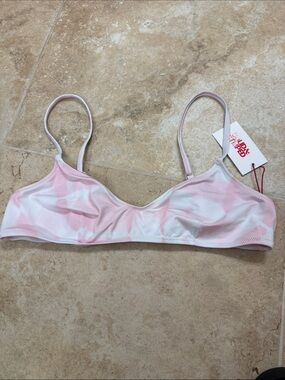 SOLID & STRIPED Pink and White Tie-Dye Bikini Top NWT